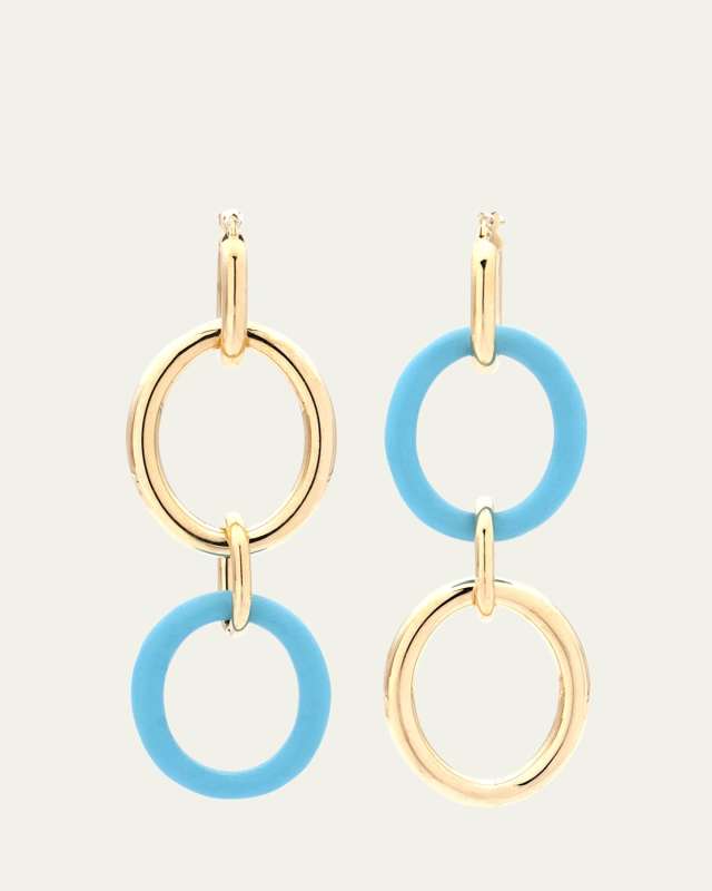 18K Yellow Gold Small Turquoise Interchangeable Drop Earrings